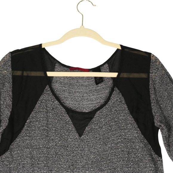 BKE Buckle Sheer Tunic Sweater Womens Large Gray Ruffle Bottom Light Beachy - Picture 3 of 11